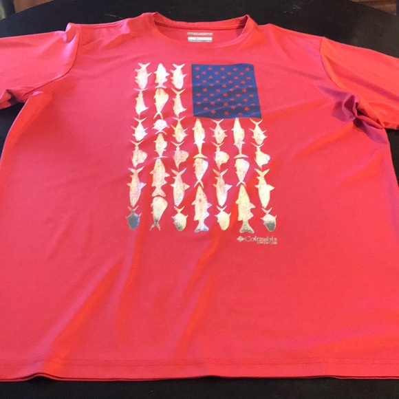 Columbia Other - Columbia Short Sleeve Tee - Pink with Blue and White Graphic